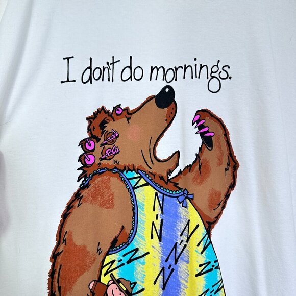 Vintage Sutton's Nightshirt Yellowstone Bear I Don't Do Mornings National Parks - Picture 5 of 8